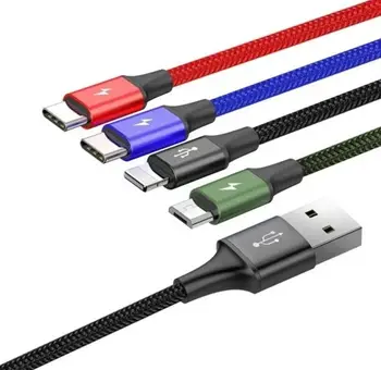 Кабель Baseus Rapid 4-in-1 USB-A to 2xUSB-C/Lightning/Micro-USB 1.2m Black (CA1T4-B01)