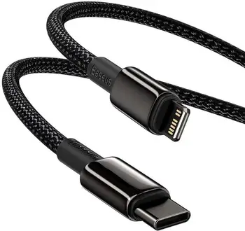 Кабель Baseus Tungsten Gold Fast Charging Data Cable Type-C to Ligtning PD 20W 2m Black (CATLWJ-A01)