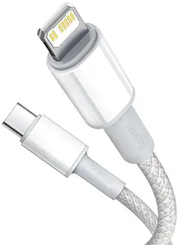 Кабель Baseus Type-C to Lightning PD 20W 2M High Density Braided White (CATLGD-A02)