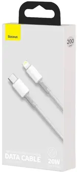 Кабель Baseus Type-C to Lightning PD 20W 2M High Density Braided White (CATLGD-A02)