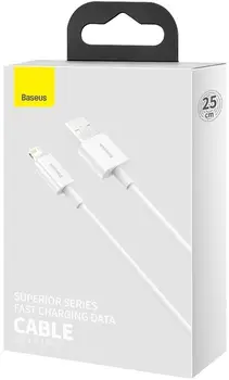Кабель Baseus USB-A to Lightning Superior Series 2.4A 0.25m White (CALYS-02)
