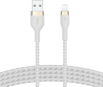 Кабель Belkin Braided Silicone USB-A to Lightning 1m White (CAA010BT1MWH)