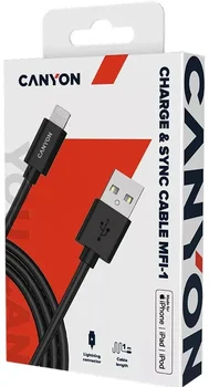 Кабель Canyon USB2.0 AM/Lightning Black 1m (CNS-MFICAB01B)