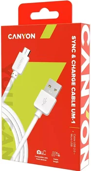 Кабель Canyon USB 2.0 AM to Micro USB 1.0m White (CNE-USBM1W)