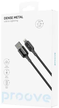 Кабель Proove Dense Metal Lightning 2.4A (1m) Black (CCDM20001101)