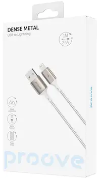 Кабель Proove Dense Metal Lightning 2.4A (1m) White (CCDM20001102)