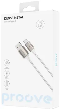 Кабель Proove Dense Metal Type-C 2.4A (1m) White (CCDM20001202)