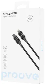 Кабель Proove Dense Metal Type-C to Lightning 27W (1m) Black (CCDM27002101)