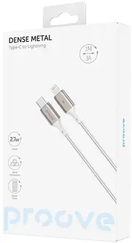 Кабель Proove Dense Metal Type-C to Lightning 27W (1m) White (CCDM27002102)