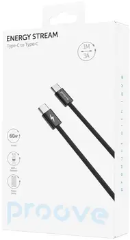 Кабель Proove Energy Stream Type-C to Type-C 60W (1m) Black (CCES60002201)