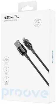 Кабель Proove Flex Metal Lightning 2.4 A 1 м Black (CCFM20001101)