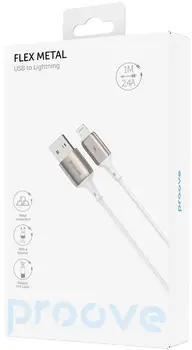 Кабель Proove Flex Metal Lightning 2.4 A 1 м White (CCFM20001102)