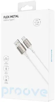 Кабель Proove Flex Metal Type-C 2.4A (1m) White (CCFM20001202)