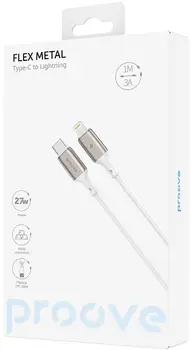 Кабель Proove Flex Metal Type-C to Lightning 27W (1m) White (CCFM27002102)