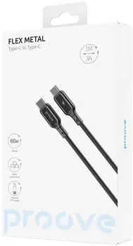 Кабель Proove Flex Metal Type-C to Type-C 60w (1m) Black (CCFM60002201)