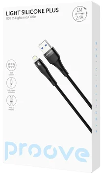 Кабель Proove Light Silicone Plus USB to Lightning 2.4A (1m) Black (CCLS12001101)