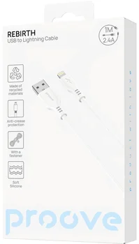 Кабель Proove Rebirth USB to Lightning 2.4A (1m) White (CCRE12001102)