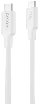 Кабель Proove Striped Silicone Type-C to Type-C 60W (1m) White (CCSS60002202)