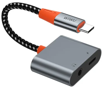 Адаптер WiWU Audio adapter LT010 USB-C to USB-C and 3.5mm Grey