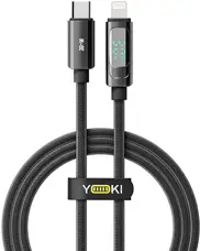 Кабель YOKI DISPLAY Type-C to Lightning 30W 1.2m Black (YK-CADI885M2)