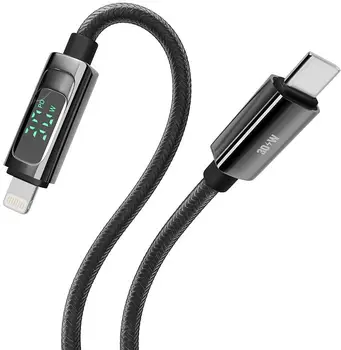 Кабель YOKI DISPLAY Type-C to Lightning 30W 1.2m Black (YK-CADI885M2)