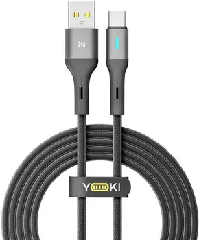 Кабель YOKI LED USB to Type-C 3A 2m Black (YK-CALE172L2)