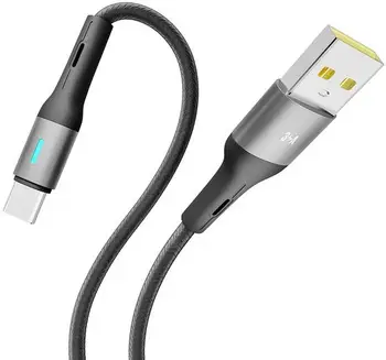Кабель YOKI LED USB to Type-C 3A 2m Black (YK-CALE172L2)