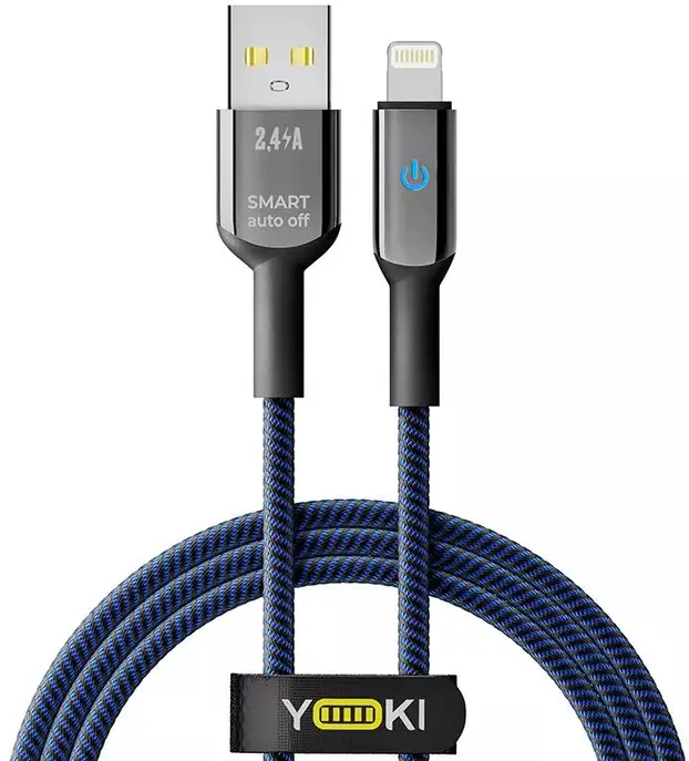 Кабель YOKI SMART USB to Lightning 2.4A 1.2m Dark Blue (YK-CASM313M4)