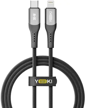 Кабель YOKI SOLID Type-C to Lightning 30W 1.2m Black (YK-CASO155M2)