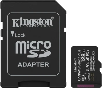 Карта памяти Kingston 128 GB microSDXC Canvas Select Plus Gen3 + SD-Adapter Black (SDCS3/128GB)