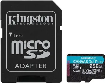 Карта пам'яті Kingston 256 GB microSDXC class 10 UHS-I U3 Canvas Go! Plus + SD Adapter (SDCG3/256GB)