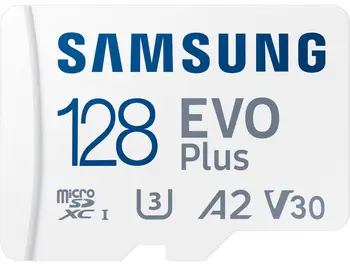 Карта пам'яті Samsung 128 GB microSDXC Class 10 UHS-I U3 V30 A2 EVO Plus + SD Adapter (MB-MC128KA)