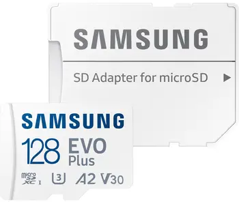 Карта пам'яті Samsung 128 GB microSDXC Class 10 UHS-I U3 V30 A2 EVO Plus + SD Adapter (MB-MC128KA)
