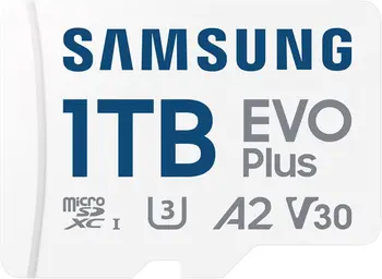 Карта пам'яті Samsung 1 TB microSDXC Class 10 UHS-I U3 V30 A2 EVO Plus + SD Adapter (MB-MC1T0SA)