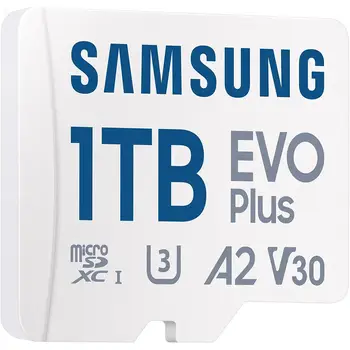 Карта пам'яті Samsung 1 TB microSDXC Class 10 UHS-I U3 V30 A2 EVO Plus + SD Adapter (MB-MC1T0SA)