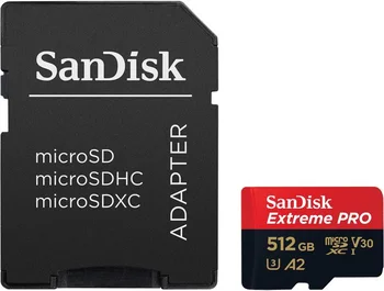 Карта памяти SanDisk 512 GB microSDXC UHS-I U3 Extreme Pro + SD Adapter (SDSQXCD-512G-GN6MA)