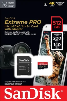 Карта памяти SanDisk 512 GB microSDXC UHS-I U3 Extreme Pro + SD Adapter (SDSQXCD-512G-GN6MA)