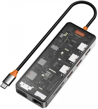 Мультипортовый адаптер WiWU CB011 Cyber 11 в 1 USB-C to USB3.0, SD/TF, HDMI, RJ45, VGA, PD + 3.5mm Gray