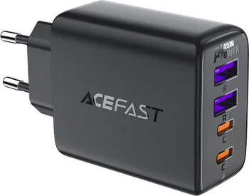 Мережевий зарядний пристрій Acefast A61 45W 2USB-C/2USB-A Black