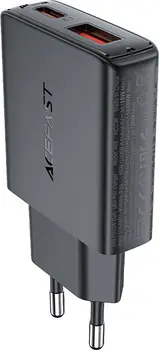 Сетевое зарядное устройство Acefast A69 USB-A+USB-C Black