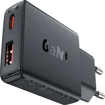 Сетевое зарядное устройство Acefast A69 USB-A+USB-C Black