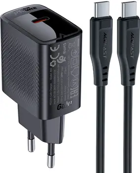 Сетевое зарядное устройство Acefast A82 Black Type-C to Type-C cable