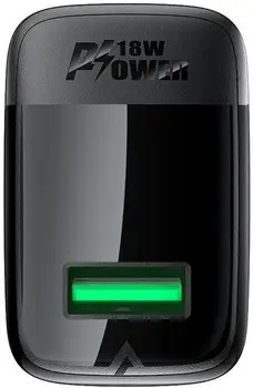 Сетевое зарядное устройство Acefast A90 18W GaN Black Type-A to Type-C cable