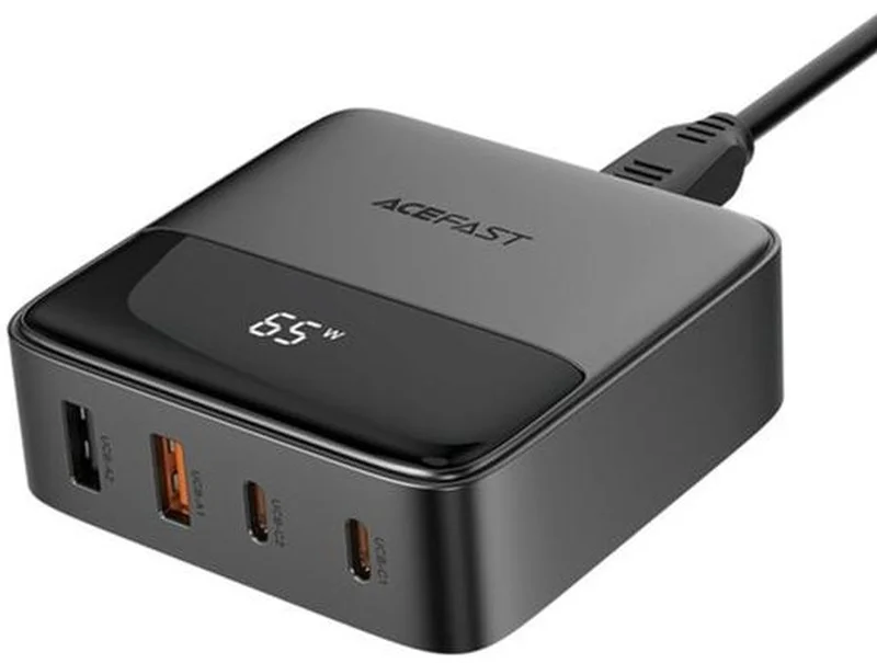 Мережевий зарядний пристрій Acefast Z6 65W GaN Black