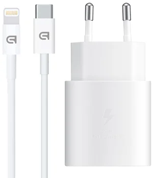 Мережевий зарядний пристрій ArmorStandart AR-TA800W USB-C 25W White + кабель USB-C to Lightning (ARM77719)