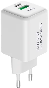 Мережевий зарядний пристрій ArmorStandart AR371 30W GaN Type-C + USB-A White (ARM77549)