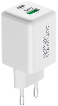 Сетевое зарядное устройство ArmorStandart AR372 45W GaN Type-C + USB-A White (ARM77550)