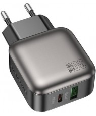 Мережевий зарядний пристрій BOROFONE BAS55A Absolute 1USB-C + 1USB-A PD30W+QC3.0 charger (EU) Black