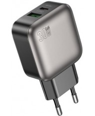 Мережевий зарядний пристрій BOROFONE BAS55A Absolute 1USB-C + 1USB-A PD30W+QC3.0 charger (EU) Black