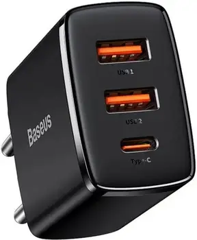 Мережевий зарядний пристрій Baseus Compact Quick Charger 2U+C 30W Black (CCXJ-E01)